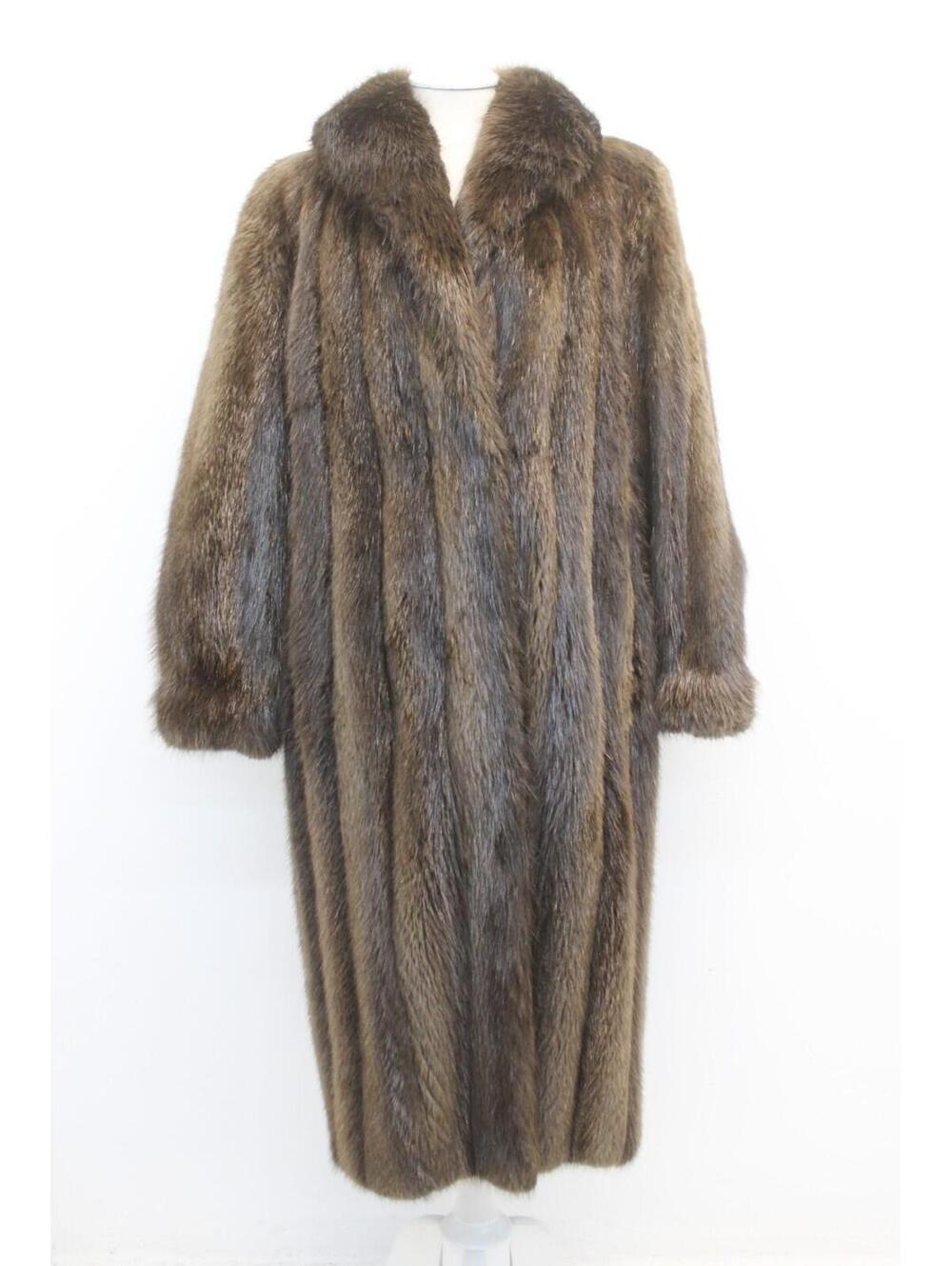 EXCELLENT LONG HAIRED BEAVER FUR COAT JACKET WOMEN WOMAN SIZE 12-14-16 X TO XXL